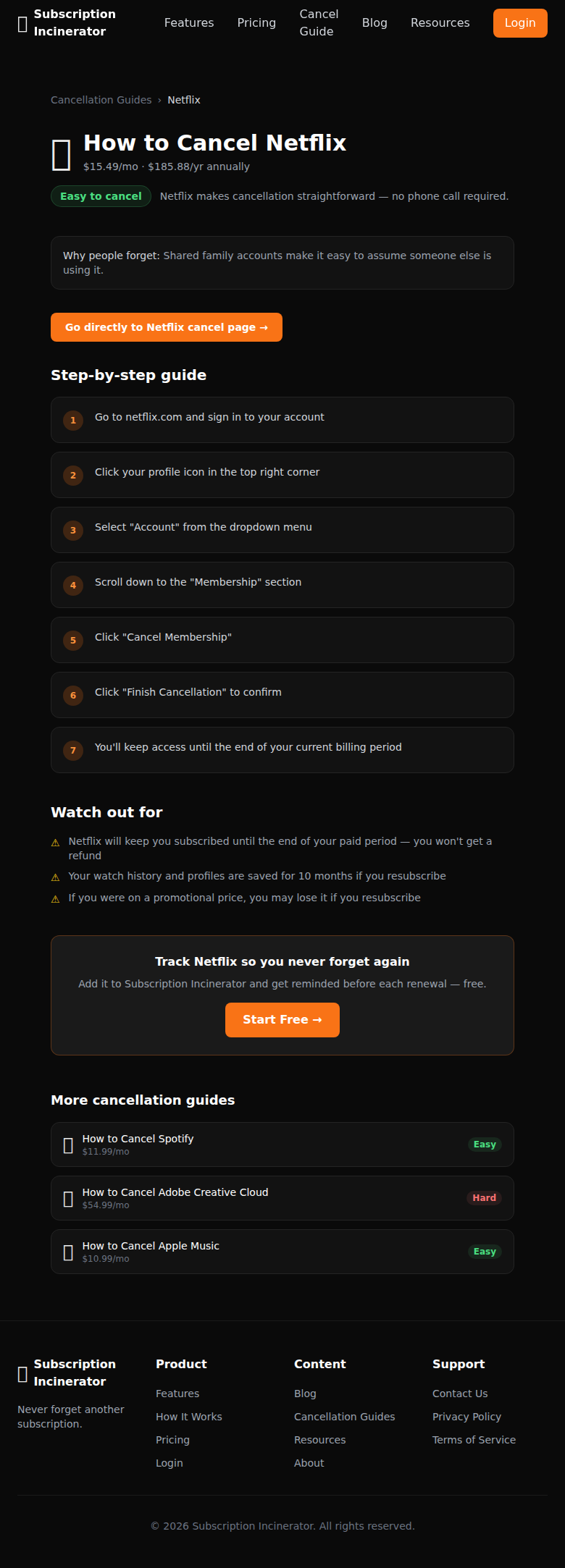 Subscription Incinerator Netflix cancellation guide